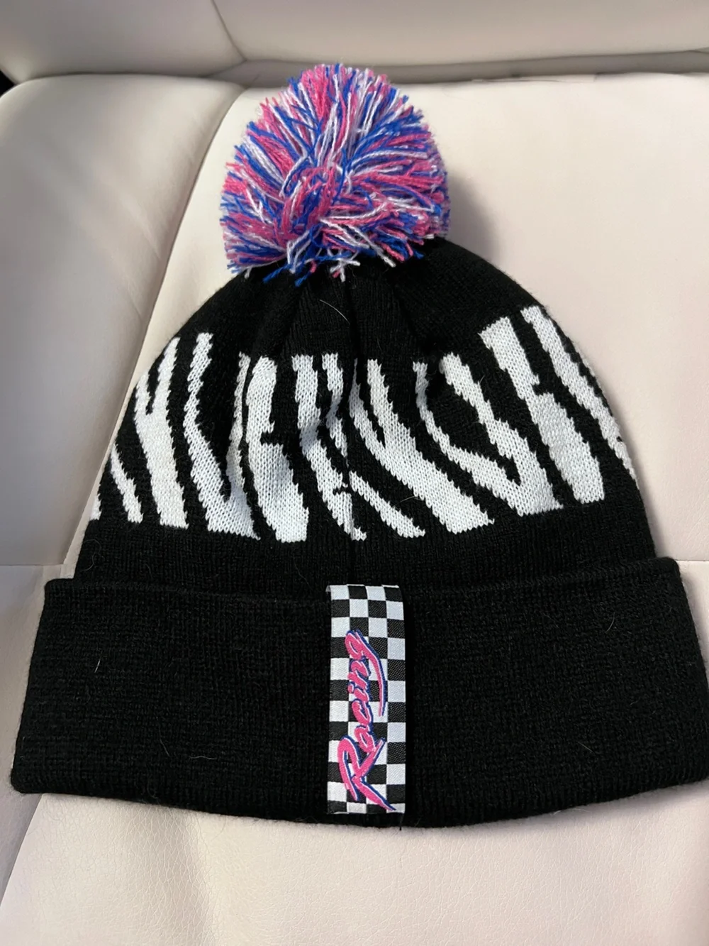 Yamaha Wild-things Collection Zebra Knit Pom Beanie